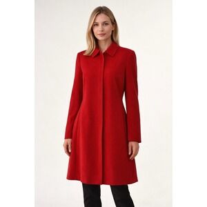 Vintage‎ Janet Howard Red Tailored Coat Classic Structured Longline Stretch New
